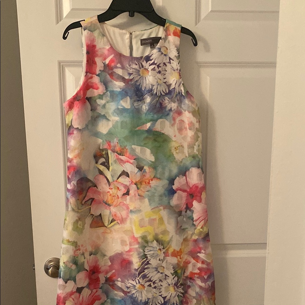 Donna Ricco Pink Yellow Sheath Mini Dress